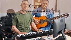  Presentation with classical music - Presentation theme with two-men-musicians-playing-piano background and a coral colored foreground