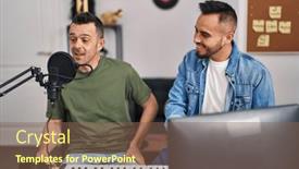  Presentation with music singing - Slide deck consisting of two-men-musicians-singing-song and a violet colored foreground