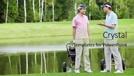  Presentation with golf course - Colorful theme enhanced with two men on golf course backdrop and a mint green colored foreground