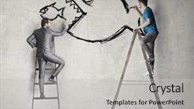  Presentation with two men on a judo - Amazing PPT layouts having the wall a big backdrop and a light gray colored foreground