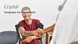  Presentation with waiting room - PPT theme featuring two-men-physiptherapist-and-patient background and a  colored foreground