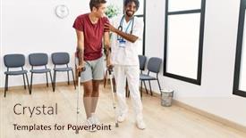  Presentation with waiting room - Theme enhanced with two-men-physiptherapist-and-patient background and a lemonade colored foreground