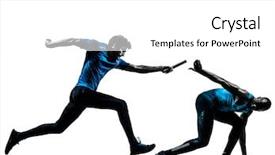  Presentation with running race - Presentation theme consisting of two men relay running sprinting background and a white colored foreground