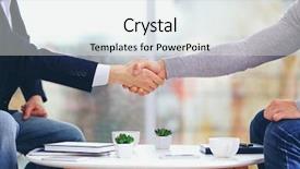  Presentation with cafe - Audience pleasing slide deck consisting of two men shaking hands backdrop and a white colored foreground