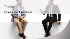  Presentation with two men climbing - Audience pleasing PPT theme consisting of two-men-sitting backdrop and a white colored foreground