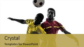  Presentation with football competition - Theme featuring two men soccer player playing background and a gold colored foreground