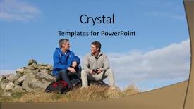  Presentation with two men climbing - Amazing presentation theme having two men stopping for rest backdrop and a light blue colored foreground