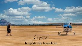  Presentation with runway - Slides having two-men-walking background and a coral colored foreground