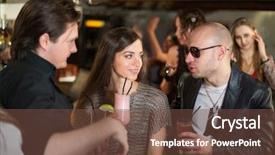  Presentation with bar - Audience pleasing PPT layouts consisting of two men with the girl backdrop and a tawny brown colored foreground