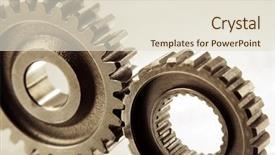  Presentation with gears - Slide deck with two metal cog gears background and a lemonade colored foreground