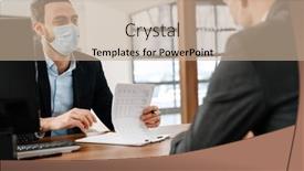  Presentation with aged - Presentation with two-mid-aged-men-signing background and a coral colored foreground