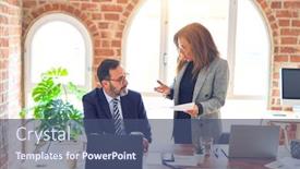  Presentation with working together - Amazing theme having two-middle-age-business-workers backdrop and a ocean colored foreground