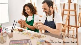  Presentation with middle school - Slide deck with two-middle-age-students-smiling background and a coral colored foreground