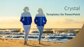  Presentation with two black women - Slide set featuring two-middle-aged-women-walking background and a sky blue colored foreground