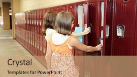  Presentation with middle school - Amazing slides having two middle school students visiting backdrop and a coral colored foreground