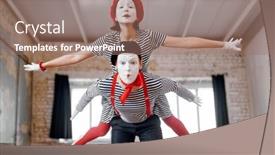  Presentation with mime - Beautiful PPT layouts featuring two-mime-artists-airplane-parody backdrop and a coral colored foreground