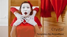  Presentation with mime - PPT theme consisting of two-mime-artists-comedy-strangulation background and a red colored foreground