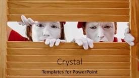  Presentation with mime - Slide set featuring two-mime-artists-look-through background and a red colored foreground
