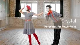  Presentation with mime - Audience pleasing theme consisting of two-mime-artists-love-couple backdrop and a gray colored foreground