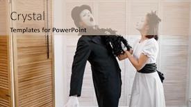  Presentation with mime - Slides enhanced with two-mime-artists-love-couple background and a soft green colored foreground