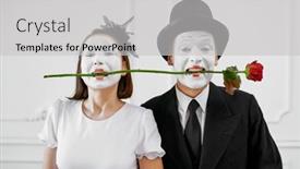  Presentation with mime - Audience pleasing theme consisting of two-mime-artists-love-couple backdrop and a light gray colored foreground