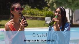  Presentation with summer party - Cool new presentation design with two-mixed-race-female-friends backdrop and a light blue colored foreground