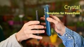  Presentation with data transmission - PPT layouts enhanced with two-mobile-phones-or-smartphones background and a tawny brown colored foreground