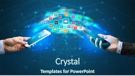  Presentation with mobile applications - Theme enhanced with two mobile phones syncing applications background and a ocean colored foreground