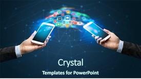  Presentation with mobile applications - Colorful presentation enhanced with two mobile phones syncing applications backdrop and a ocean colored foreground