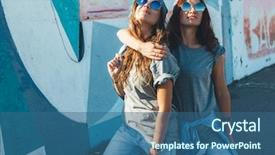  Presentation with plain colors gray texture cloth - Slides featuring two models wearing plain gray background and a ocean colored foreground