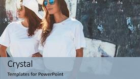  Presentation with wall street - Colorful presentation enhanced with two models wearing plain white backdrop and a light blue colored foreground