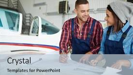  Presentation with aircraft engineers - Amazing presentation design having two modern aircraft engineers man backdrop and a light blue colored foreground