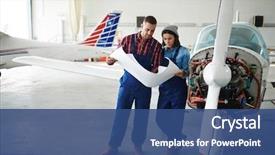  Presentation with aircraft engineers - Presentation design consisting of two modern aircraft engineers man background and a ocean colored foreground