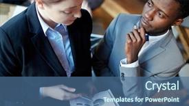  Presentation with african american meeting - Presentation design featuring two modern business people background and a  colored foreground