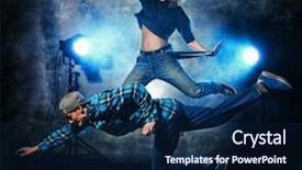  Presentation with hip hop - PPT theme consisting of two modern dancers jumping background and a navy blue colored foreground
