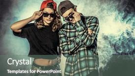  Presentation with hip hop - PPT theme having two modern dancers over grunge background and a gray colored foreground