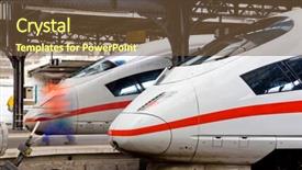  Presentation with trains - Theme featuring two modern express trains waiting background and a tawny brown colored foreground