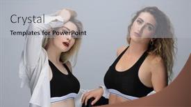  Presentation with black girls - Colorful theme enhanced with two modern girls in black shirts backdrop and a light gray colored foreground