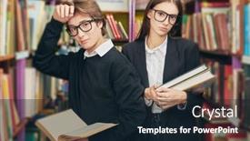  Presentation with black students - PPT theme having two-modern-students-in-black background and a wine colored foreground