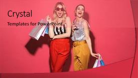  Presentation with women - Audience pleasing PPT layouts consisting of two modern women 20s backdrop and a coral colored foreground