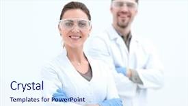  Presentation with modern - Presentation theme with two modern young scientists background and a sky blue colored foreground