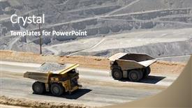  Presentation with dump truck - PPT theme enhanced with two monster dump trucks pass background and a gray colored foreground