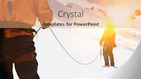  Presentation with couples hiking the mountains - Colorful presentation enhanced with two-mountaineers-hiking-in-mountains backdrop and a coral colored foreground