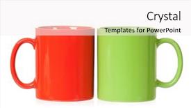  Presentation with green coffee - Colorful presentation theme enhanced with two mugs - green and red backdrop and a white colored foreground