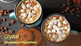  Presentation with cacao - Beautiful slide set featuring two mugs of hot cacao backdrop and a tawny brown colored foreground