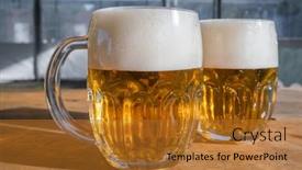  Presentation with beer foam - Presentation featuring two-mugs-of-light-beer background and a gold colored foreground