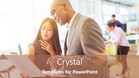  Presentation with multicultural people together - PPT theme with two-multicultural-business-people-working background and a coral colored foreground