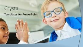  Presentation with multicultural - PPT theme having two-multicultural-children-enter background and a light gray colored foreground