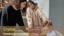  Presentation with school bullying - Slide set consisting of two-multicultural-classmates-bullying-elementary background and a violet colored foreground