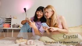  Presentation with nurses and mobile phones - Presentation theme enhanced with two-multiracial-girls-using-mobile background and a coral colored foreground